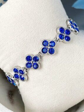 Park Lane Bleu Clover  Impression Tennis Blue Crystal Bracelet NIB